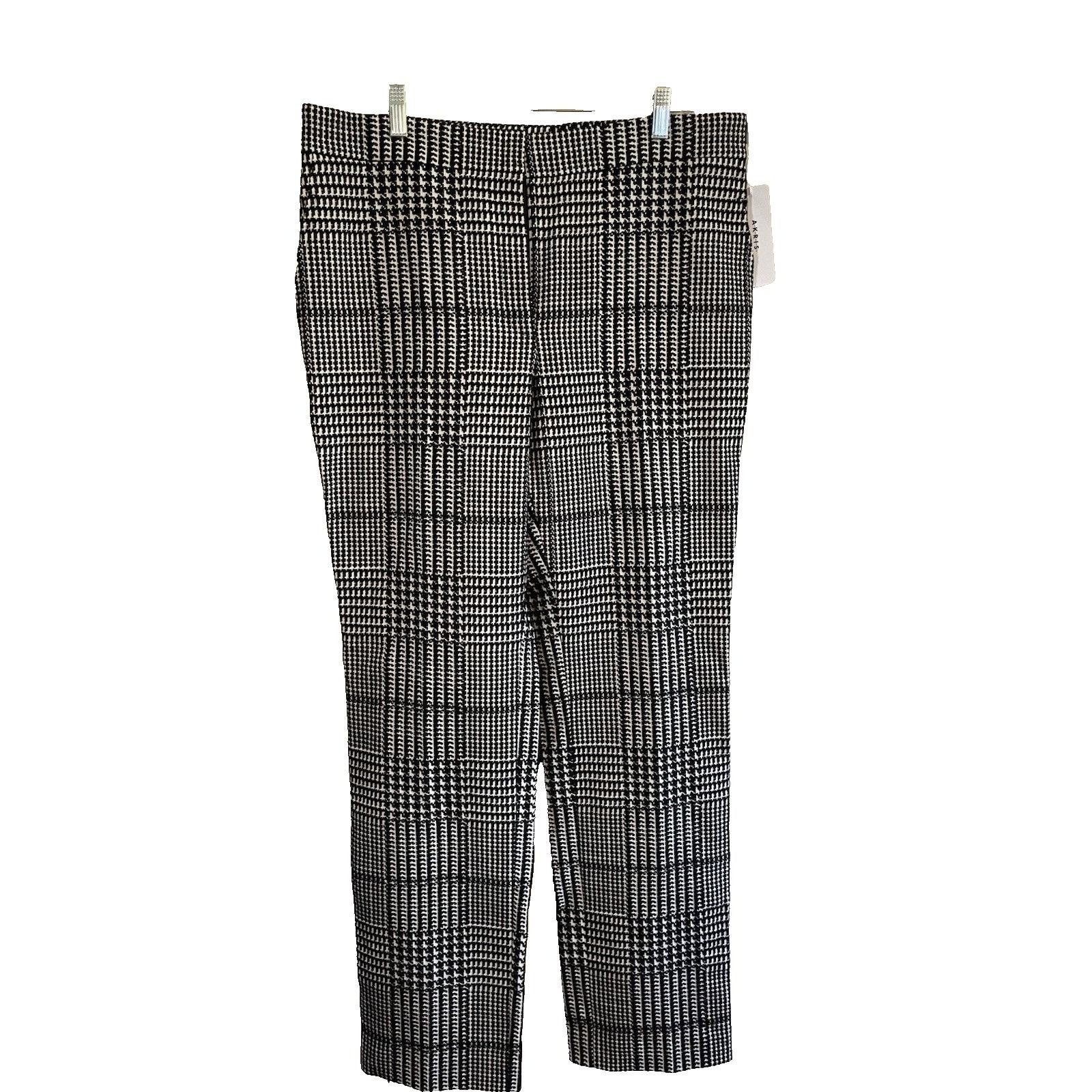Nwt Akris Punto Woman's Black Cashew Houndstooth Trousers With Pockets Size14